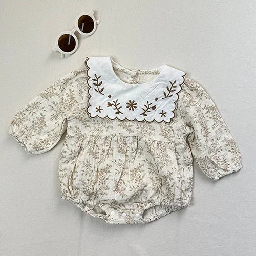 2025 New Autumn Infant Baby Girls Jumpsuit Long Sleeved Cotton Print Toddler Baby Girl Romper 0-24M Children Clothes