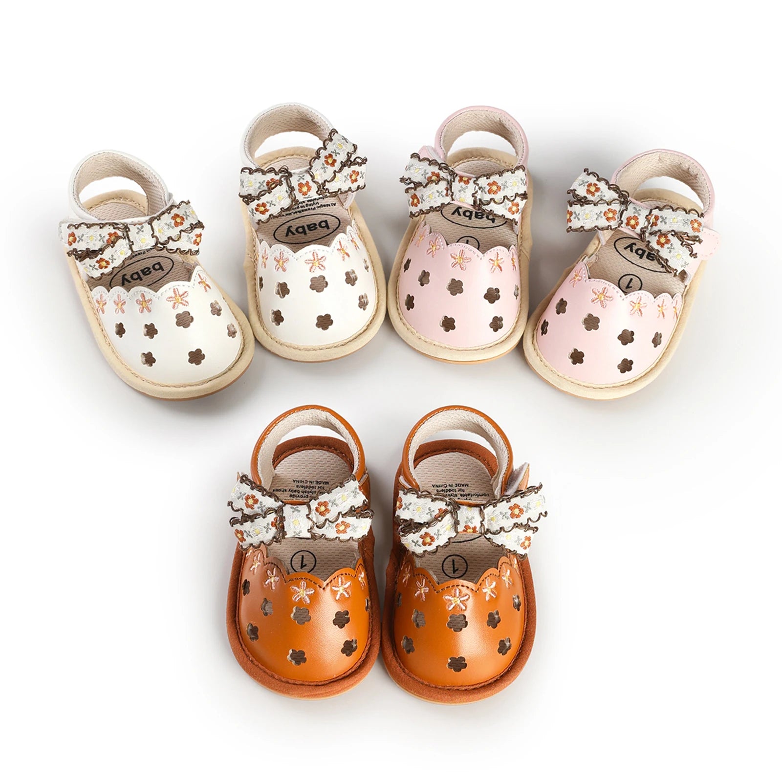 0-18months Baby Girl Sandals Flexible PU Leather Non-slip Flower Sandals  for women Summer Flats Shoes