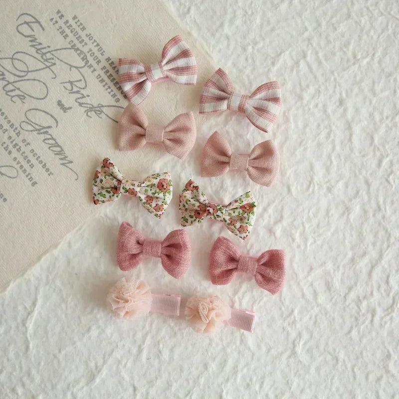 10Pc/Set Children's Girl Hairpins Cute Headwear Hair Accessories Bow for Baby Scrunchie Hair Clips Kids Barrettes Baby Headwear