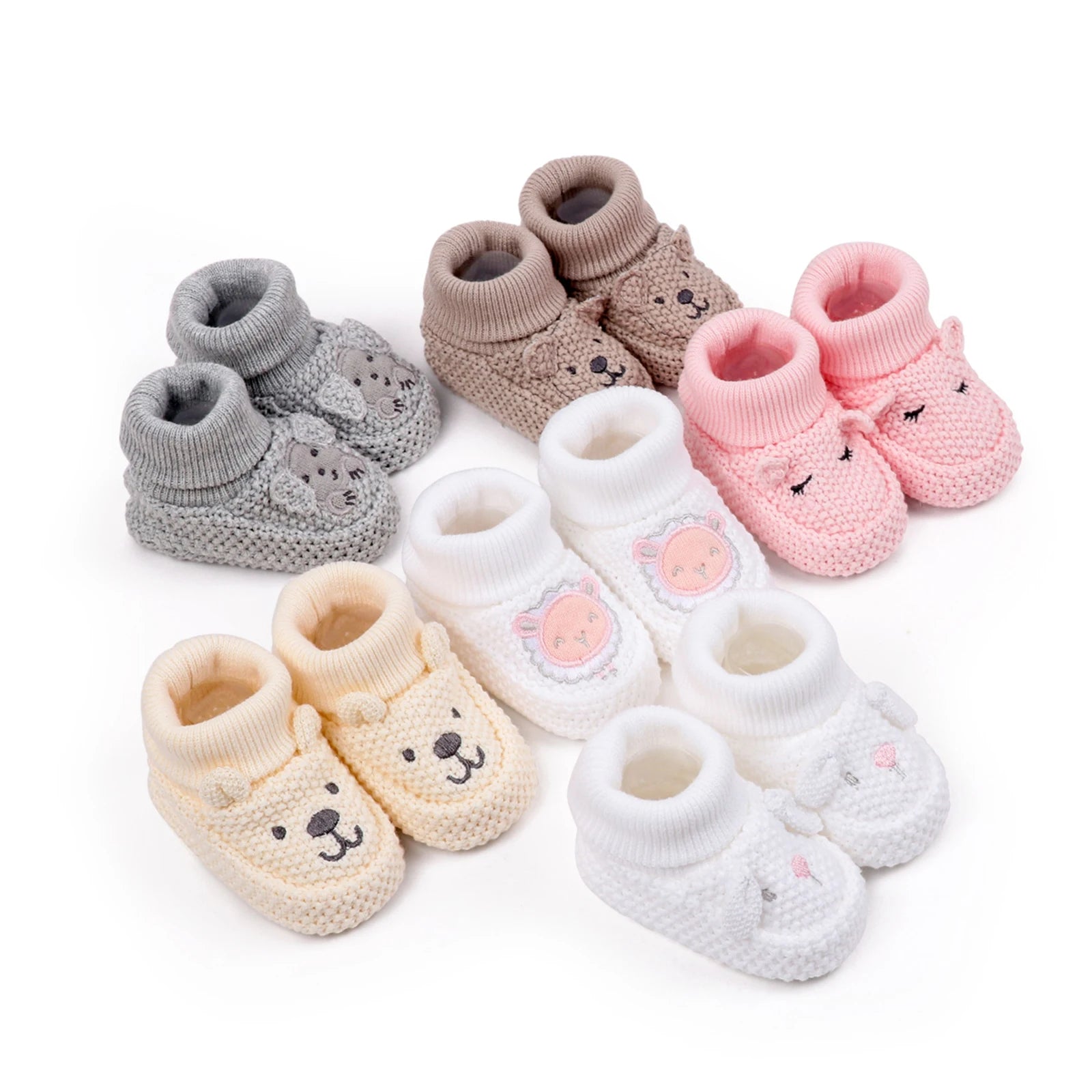 0-12months Infant Knitted Baby Booties with Ears Soft shoes for baby girls Comfortable Winter Shoes