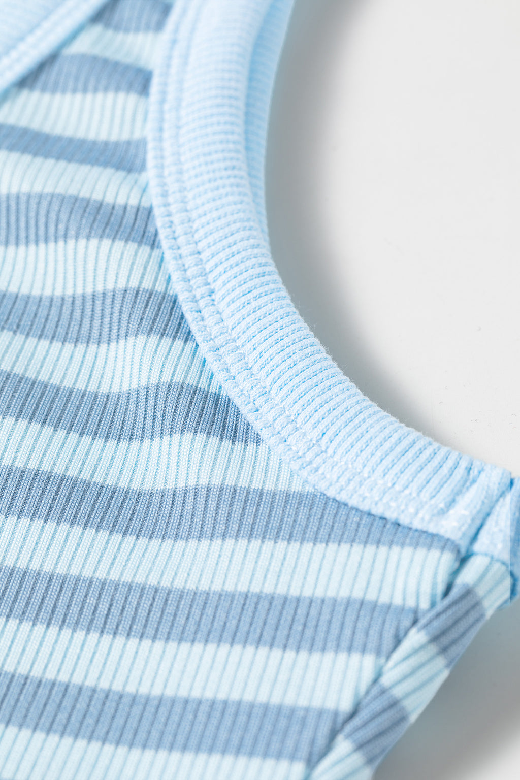 Sky Blue Stripe Ribbed Knit Slim Tank Top