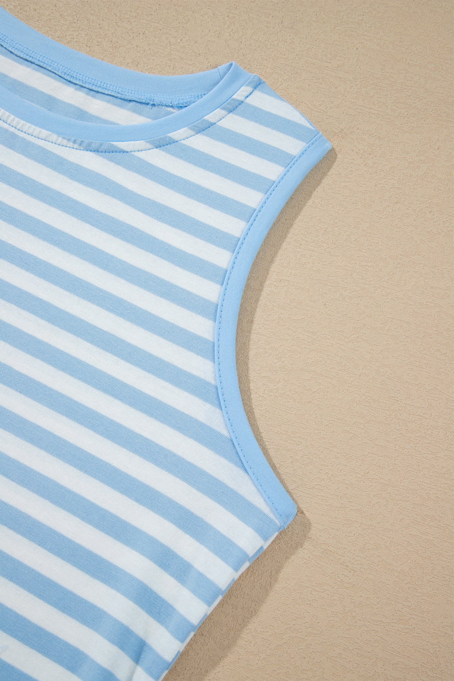 Sky Blue Stripe Slim Tank Contrast Ruffle Mini Skort Set