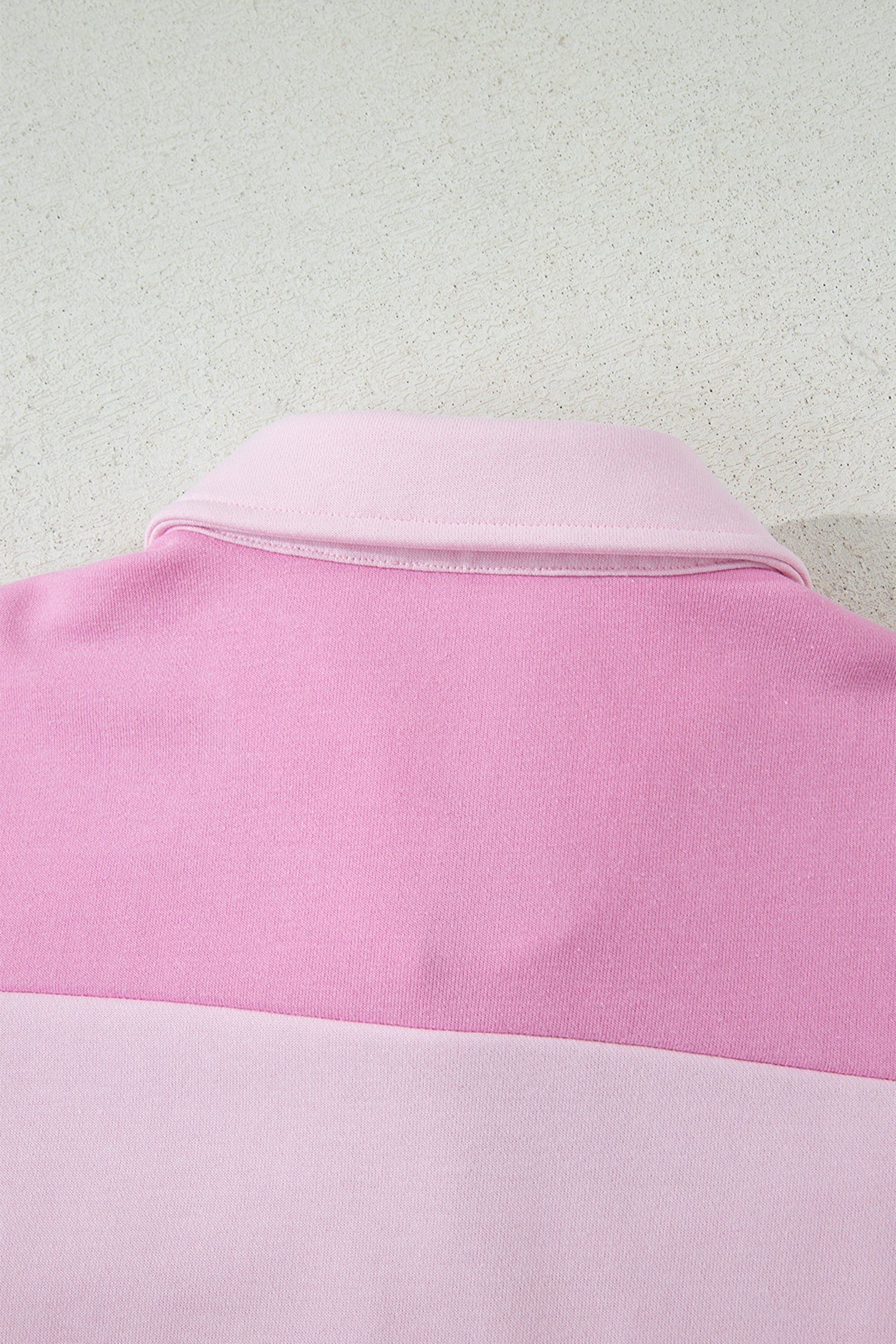 Pink Raw Seam Color Block Patchwork Button Polo Collar Mini Dress