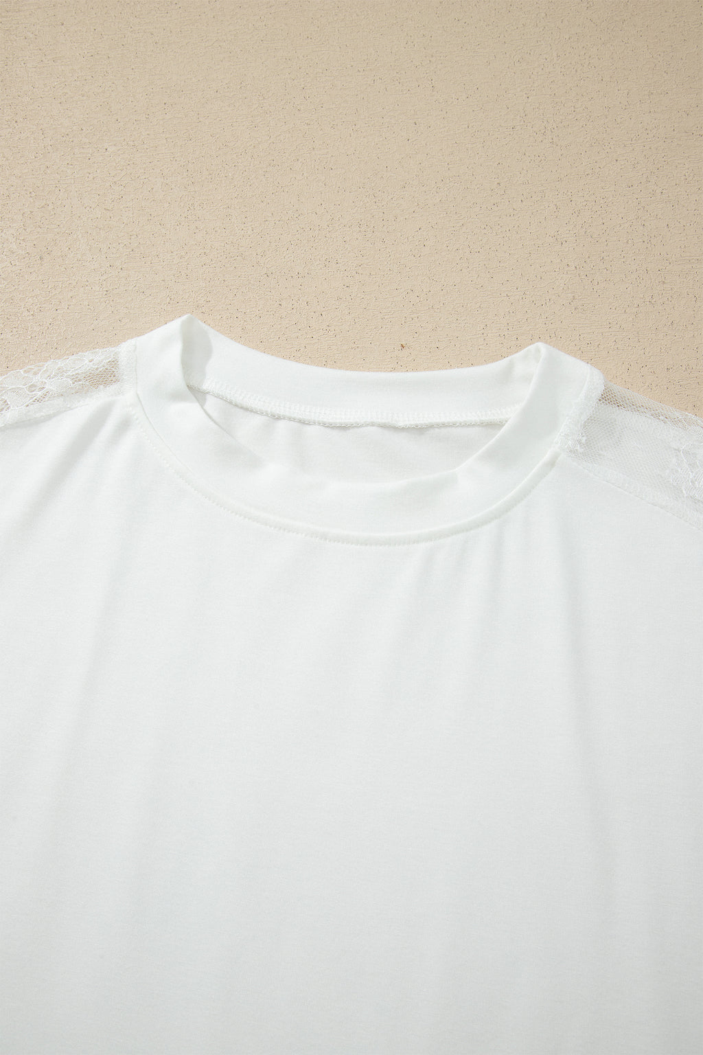 White Sheer Lace Splicing Long Sleeve Shift Top