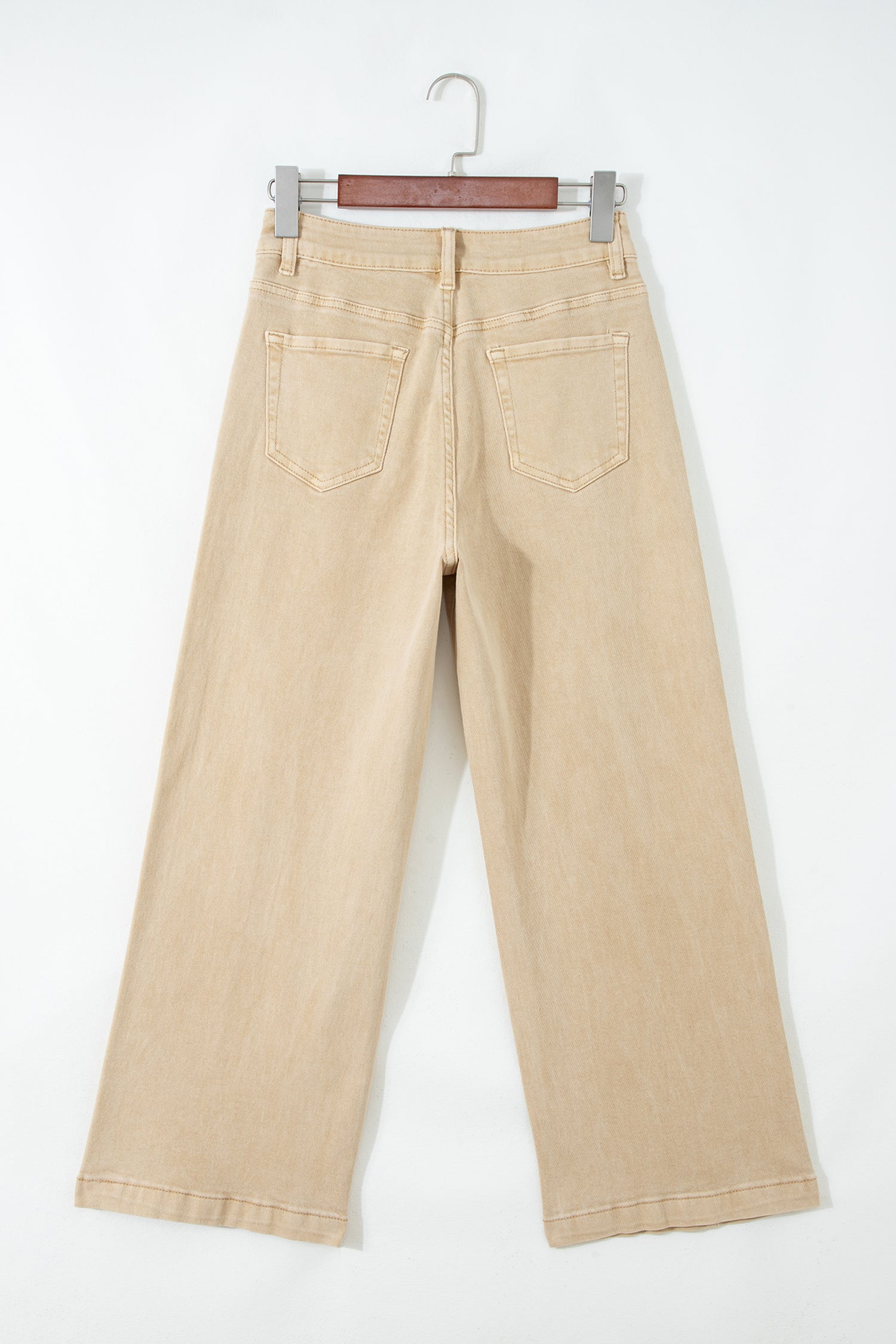 Red Sandalwood Solid Color Seamed Center Wide Leg Cropped Jeans