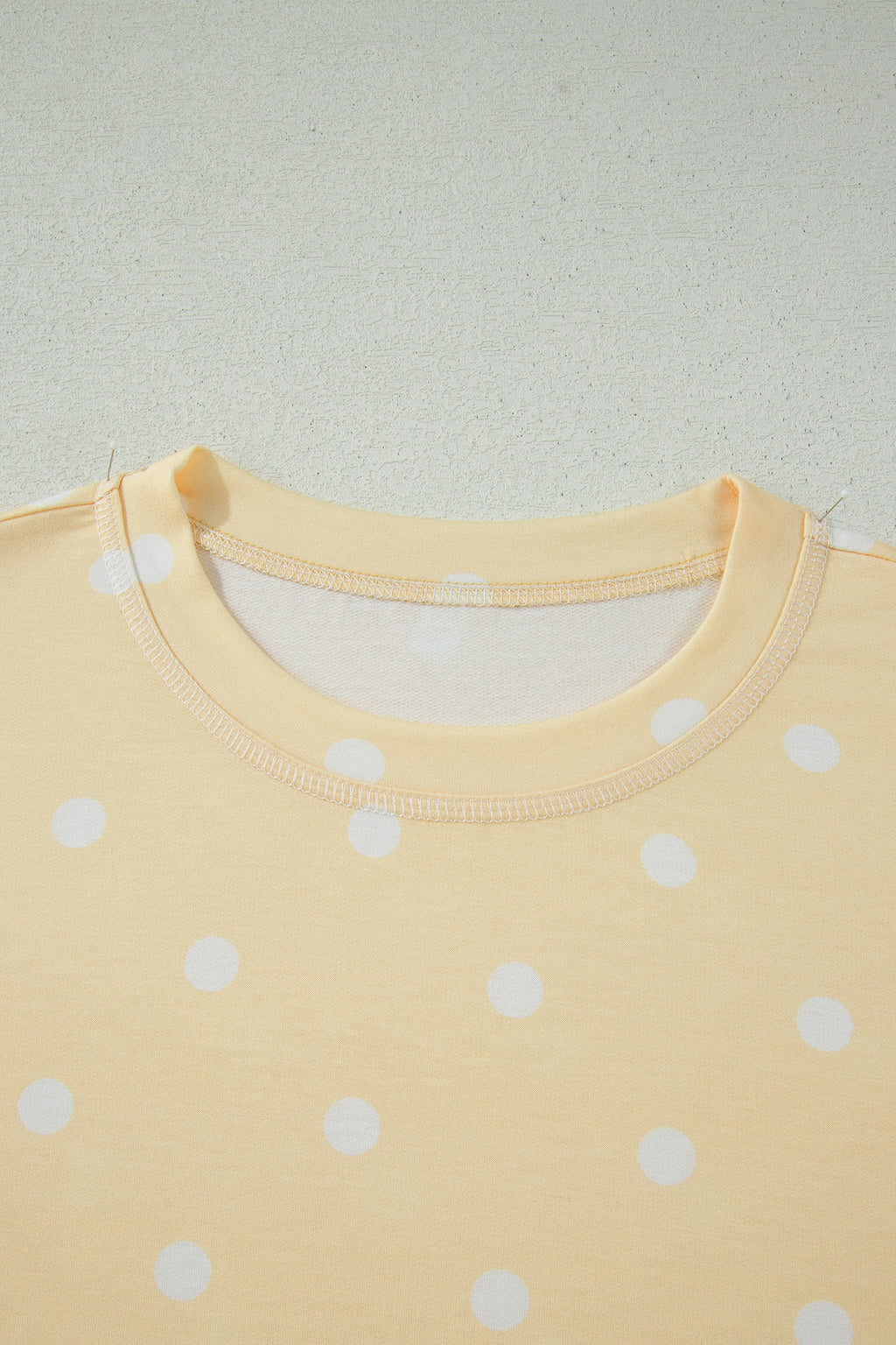 Sky Blue Exposed Seam Detail Polka Dot Loose Tee Drawstring Shorts Set