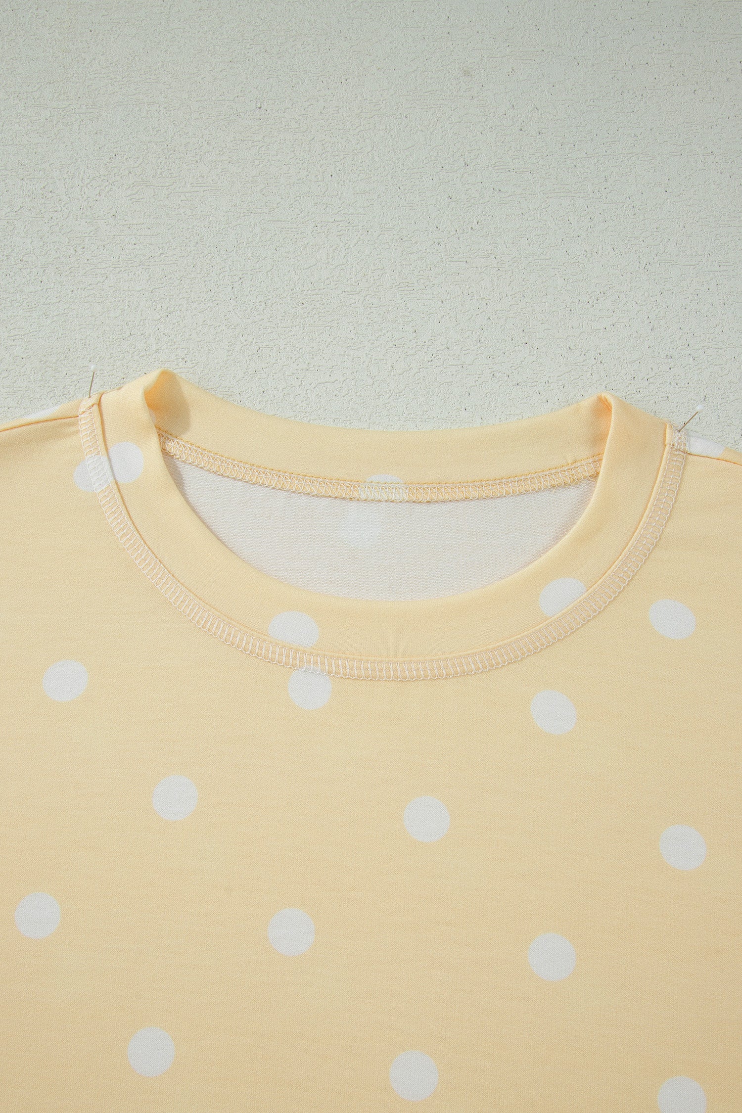 Sky Blue Exposed Seam Detail Polka Dot Loose Tee Drawstring Shorts Set