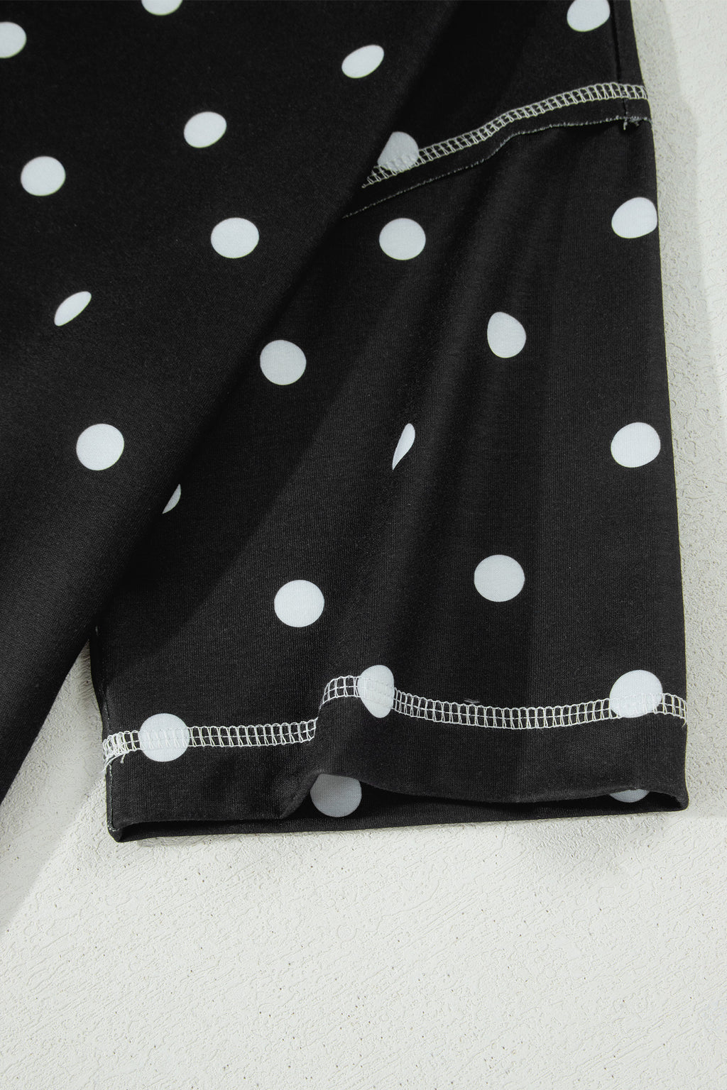 Sky Blue Exposed Seam Detail Polka Dot Loose Tee Drawstring Shorts Set