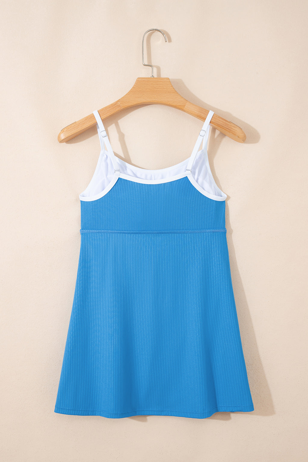 Black Color Block Edge Ribbed Pocketed Lined Swim Dress