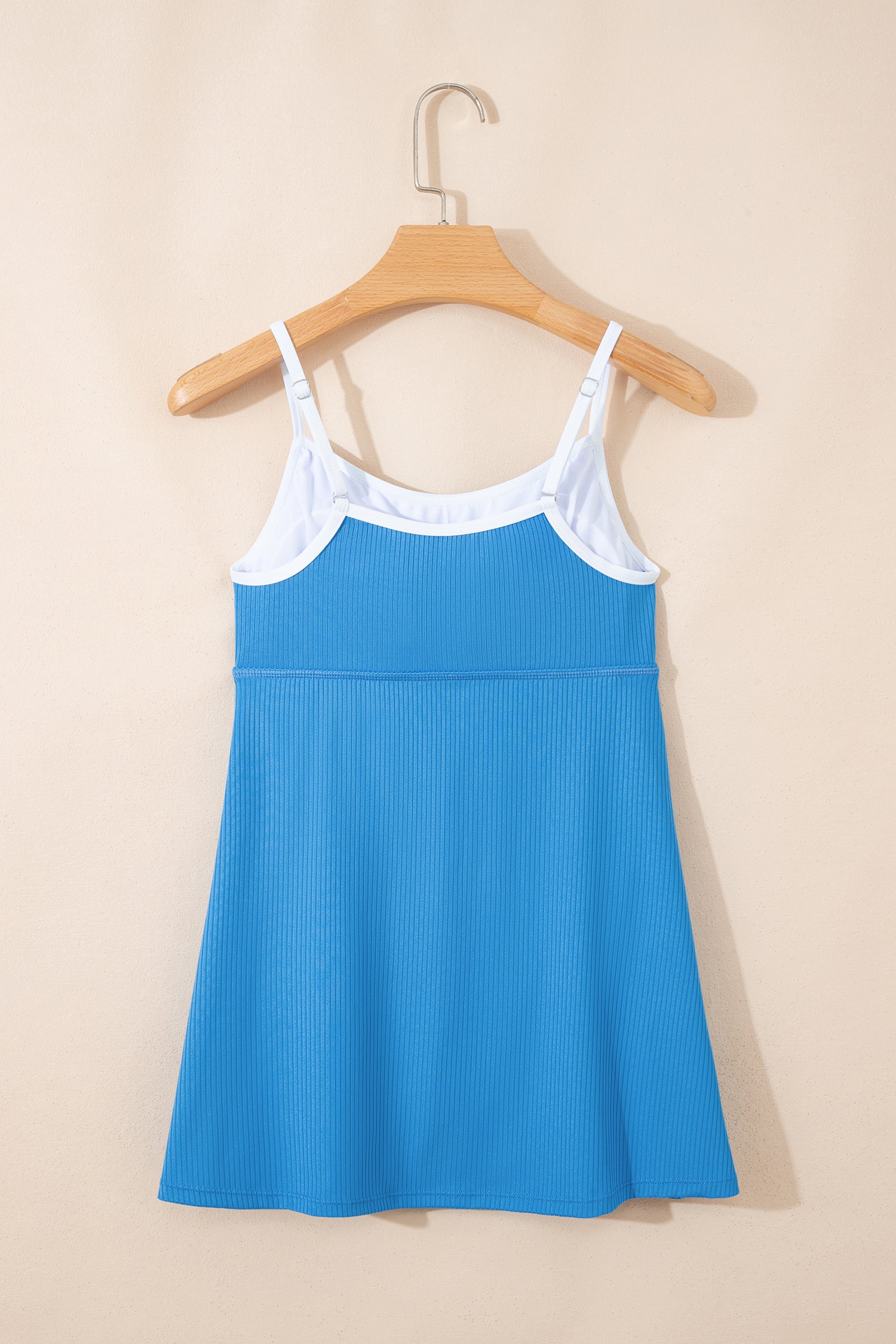 Black Color Block Edge Ribbed Pocketed Lined Swim Dress