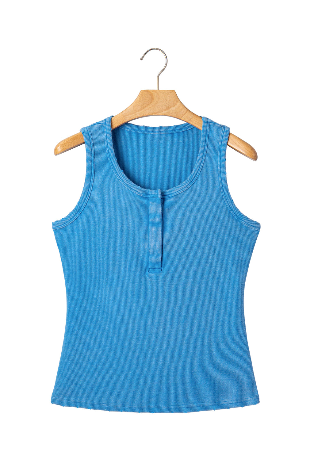 Coffee Vintage Distressed Ribbed Mineral Wash Tank Top