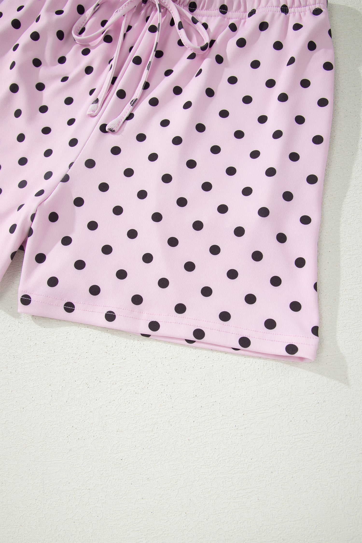 Brown Polka Dot Halter Tank Drawstring Elastic Waist Short Set