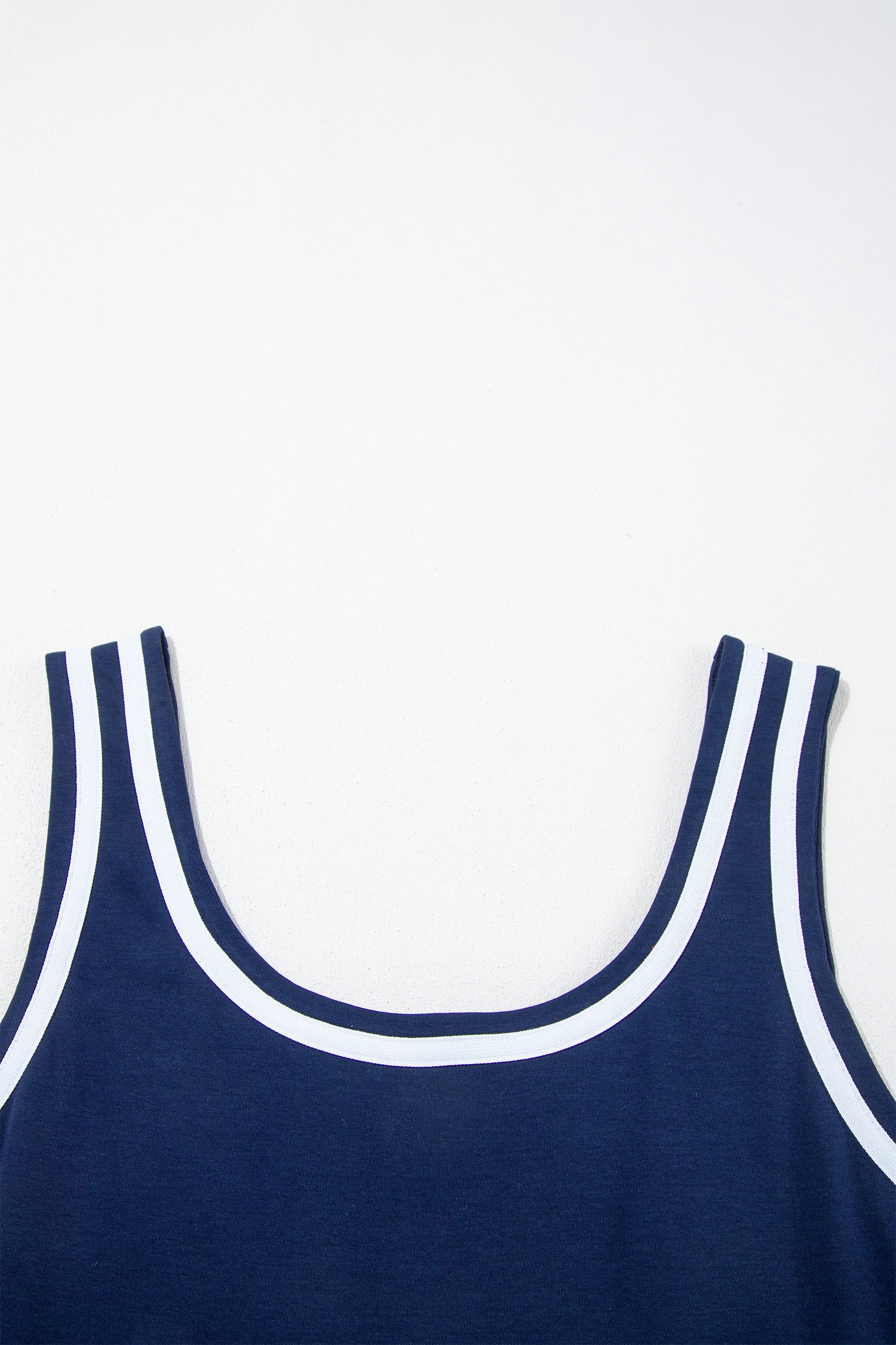 Dirty blue Contrast Trim U Neck Sleeveless Mini Dress with Shorts 2pcs Set