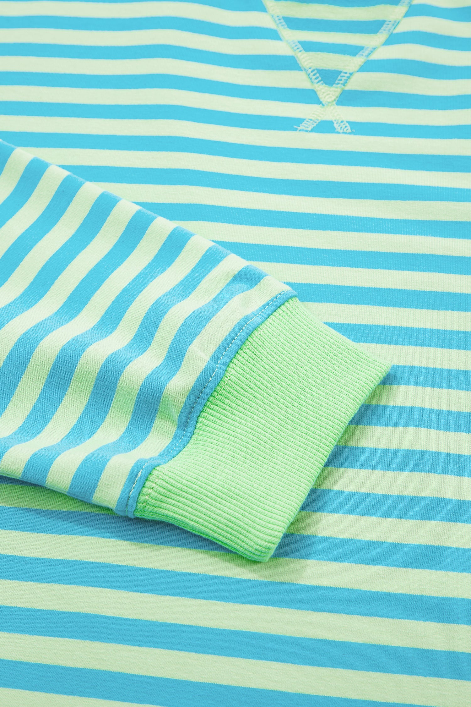 Pink Stripe Color Block Detail Long Sleeve Pullover Elastic Waist Pull On Shorts 2pcs Set