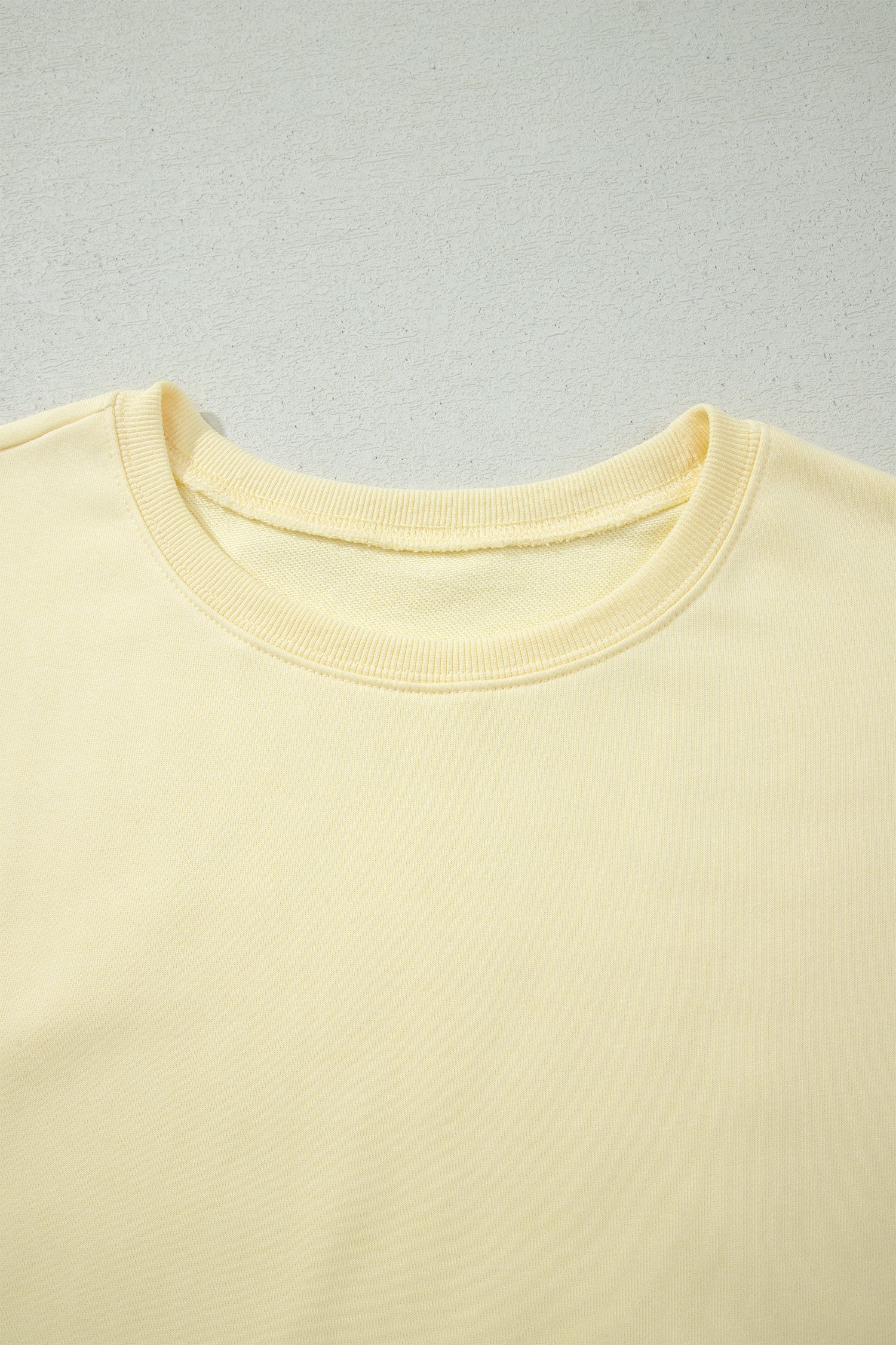 Yellow Cream Solid Color Tee Drawstring Shorts Comfy 2pcs Set