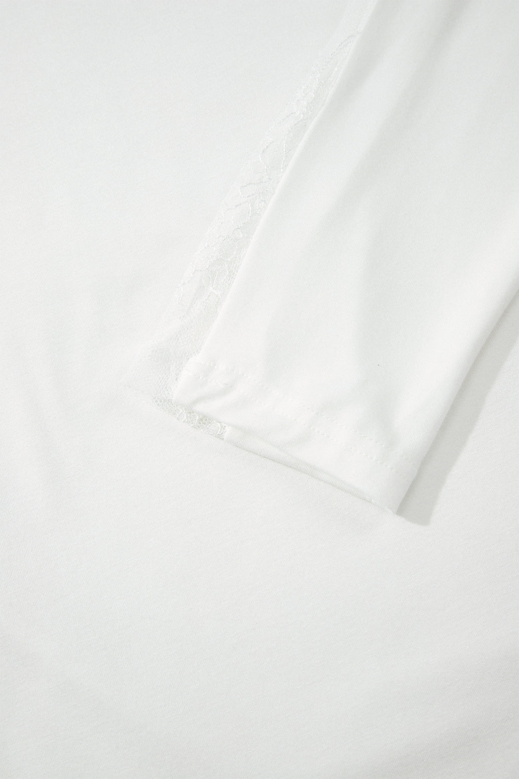 White Sheer Lace Splicing Long Sleeve Shift Top