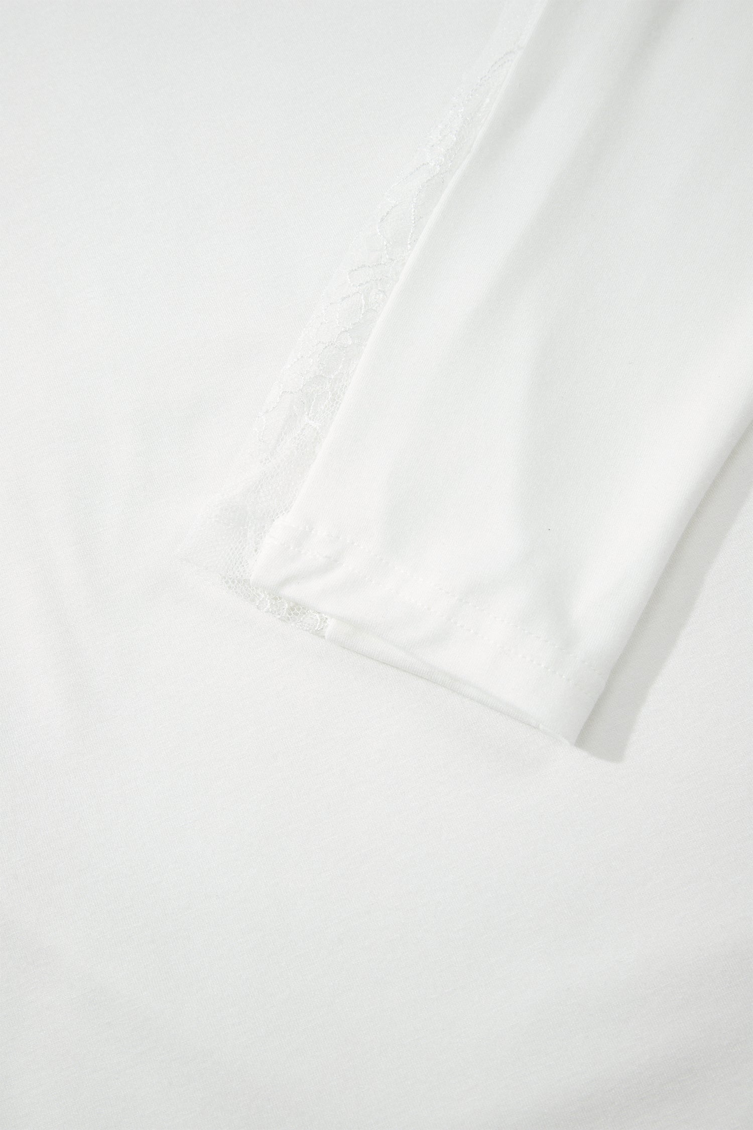 White Sheer Lace Splicing Long Sleeve Shift Top