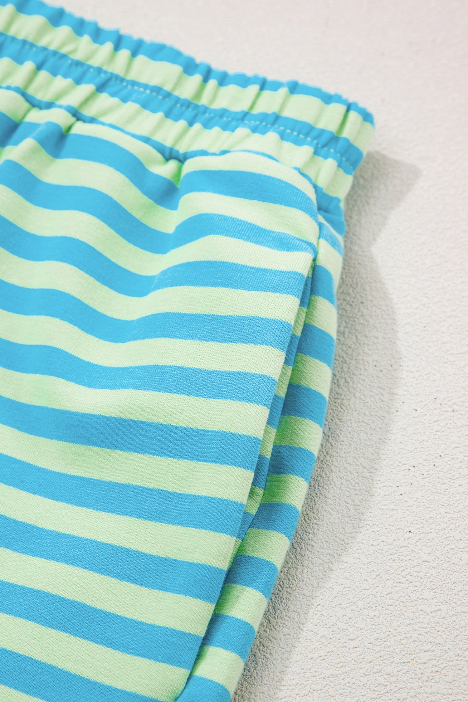 Pink Stripe Color Block Detail Long Sleeve Pullover Elastic Waist Pull On Shorts 2pcs Set