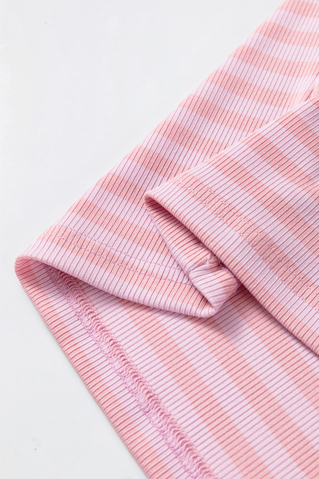 Pink Stripe Ribbed Knit Slim Tank Top