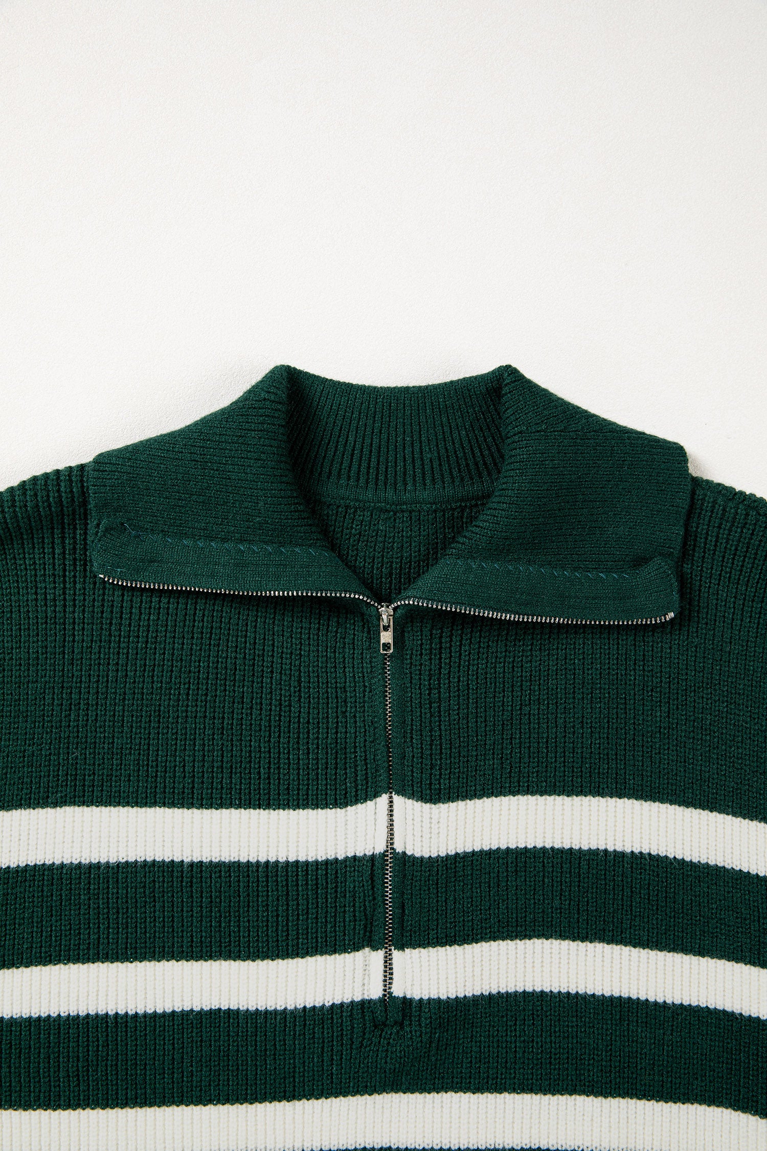 Light Blue Ribbed Half Zip Collared Sweater Vest