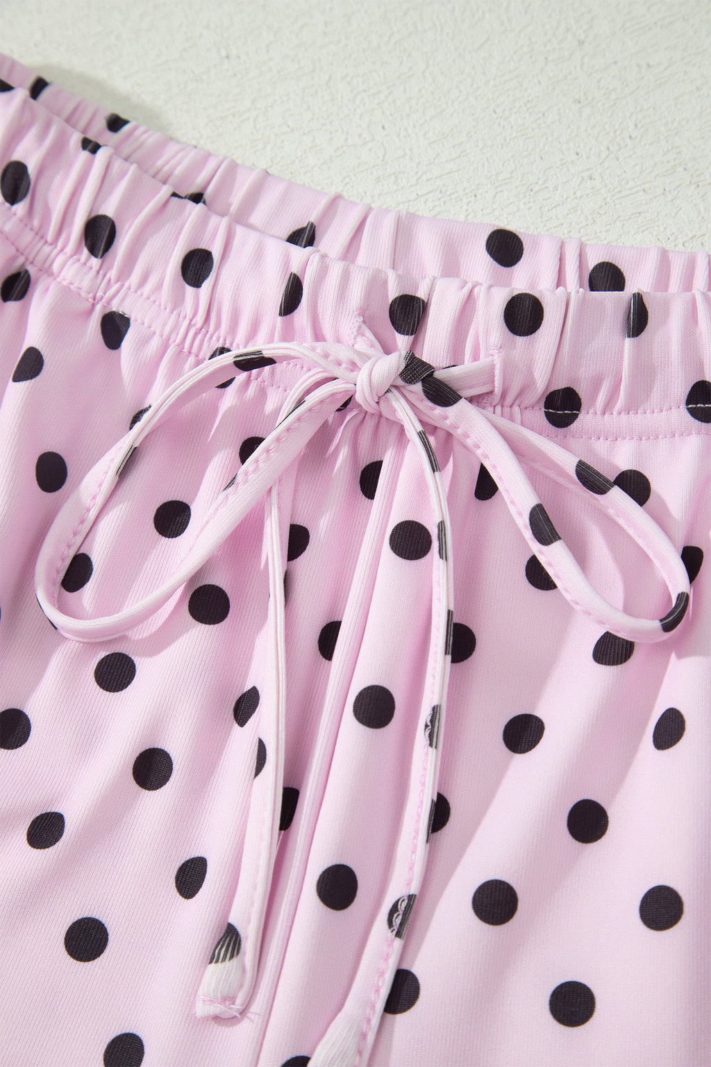 Brown Polka Dot Halter Tank Drawstring Elastic Waist Short Set