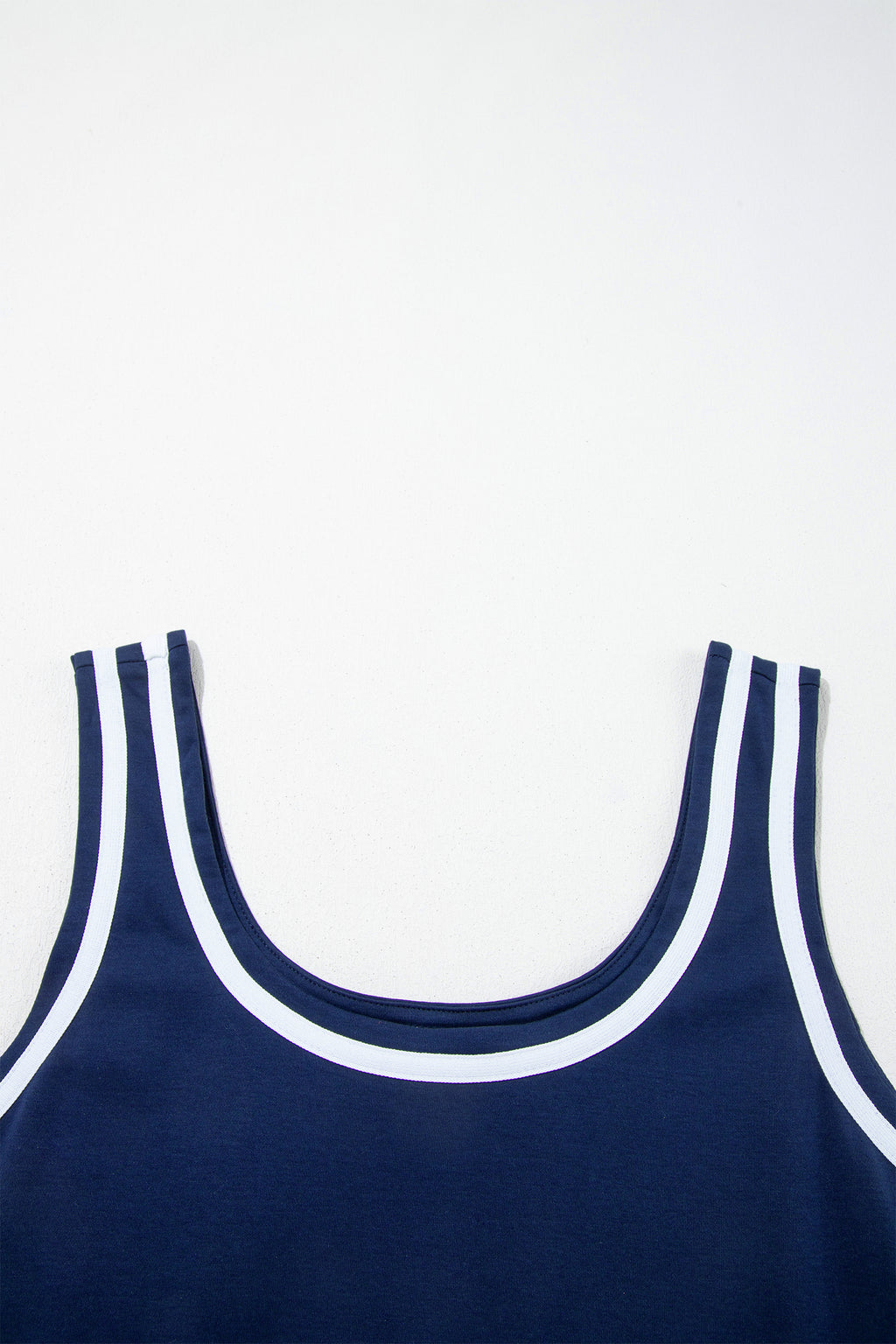 Dirty blue Contrast Trim U Neck Sleeveless Mini Dress with Shorts 2pcs Set