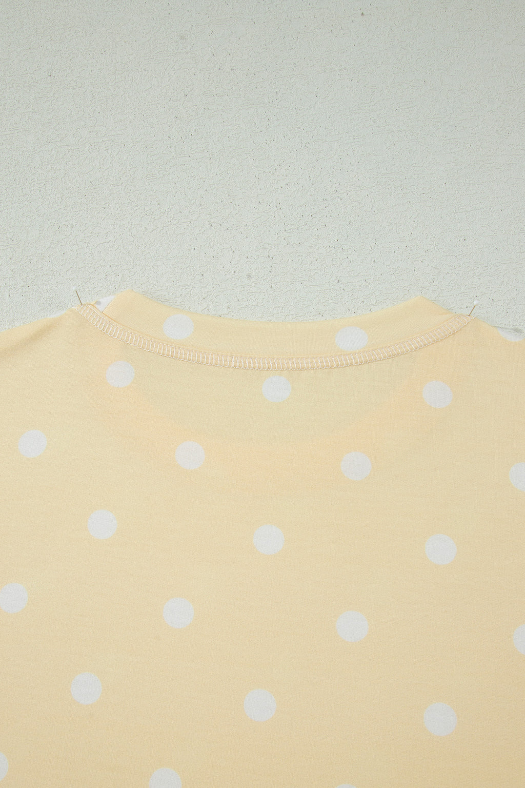 Sky Blue Exposed Seam Detail Polka Dot Loose Tee Drawstring Shorts Set