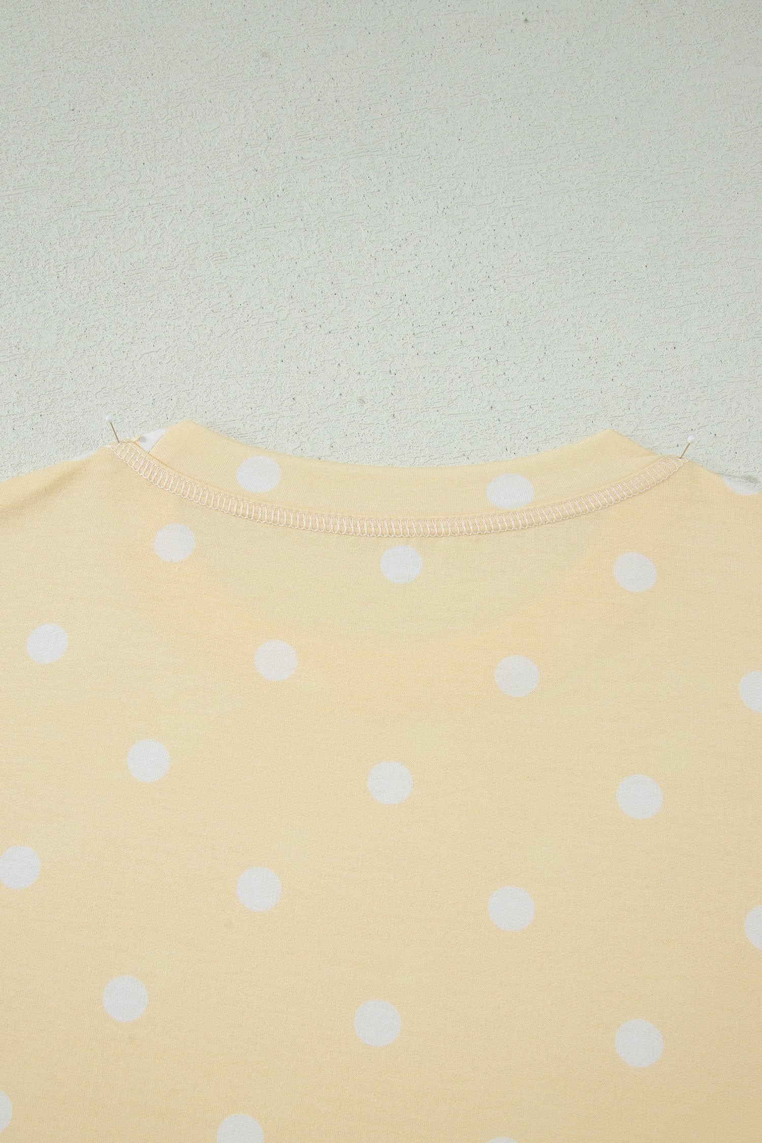 Sky Blue Exposed Seam Detail Polka Dot Loose Tee Drawstring Shorts Set
