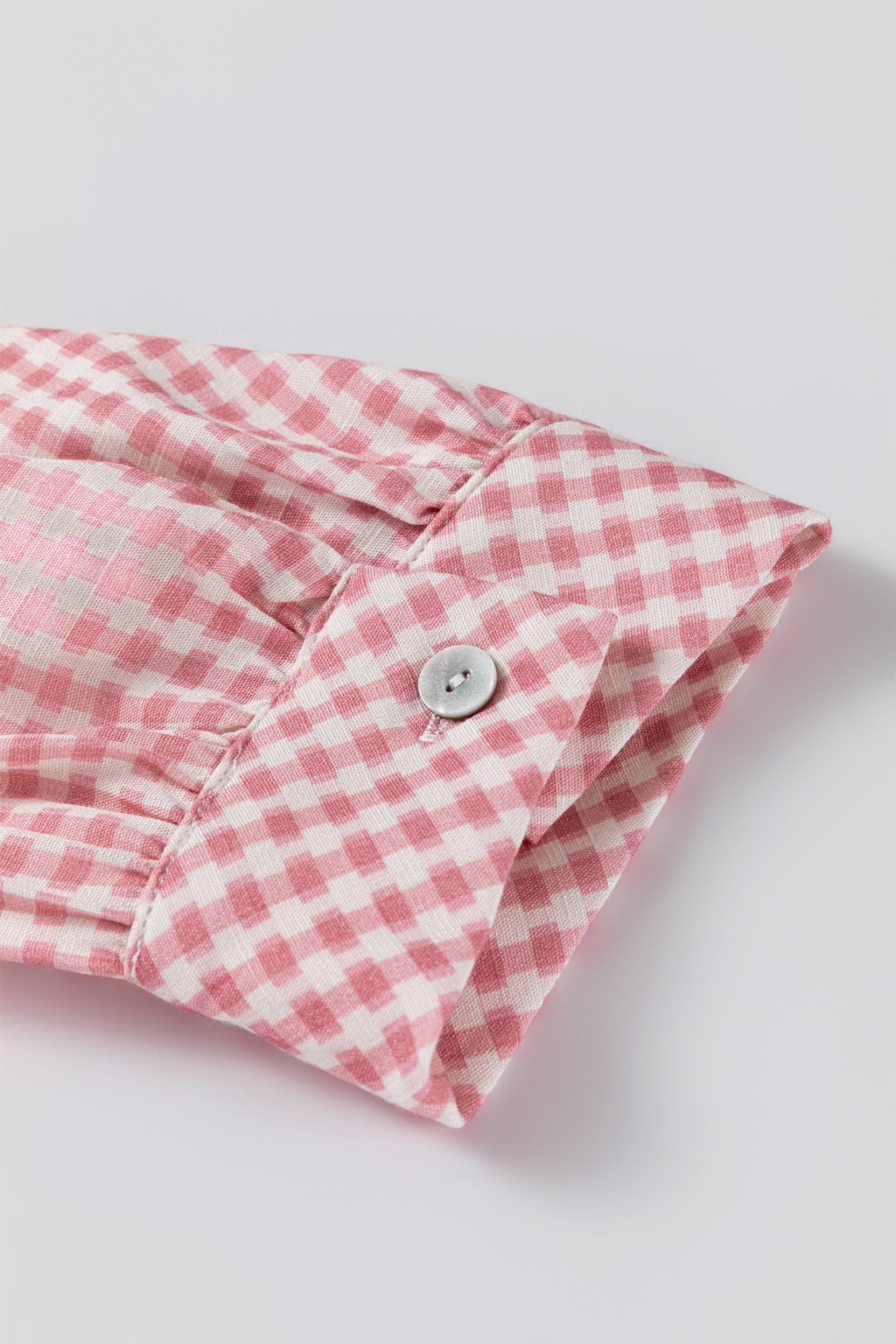 Pink Plaid Half Sleeve Ruffle Hem Button Down Shirt