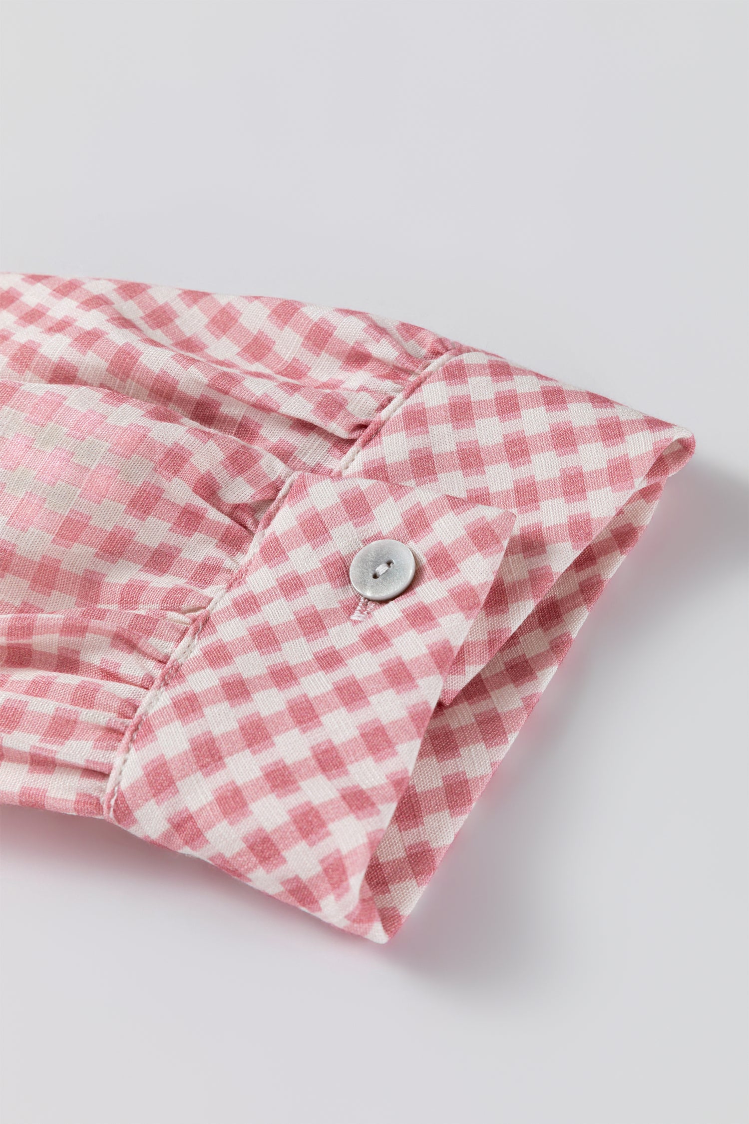 Pink Plaid Half Sleeve Ruffle Hem Button Down Shirt