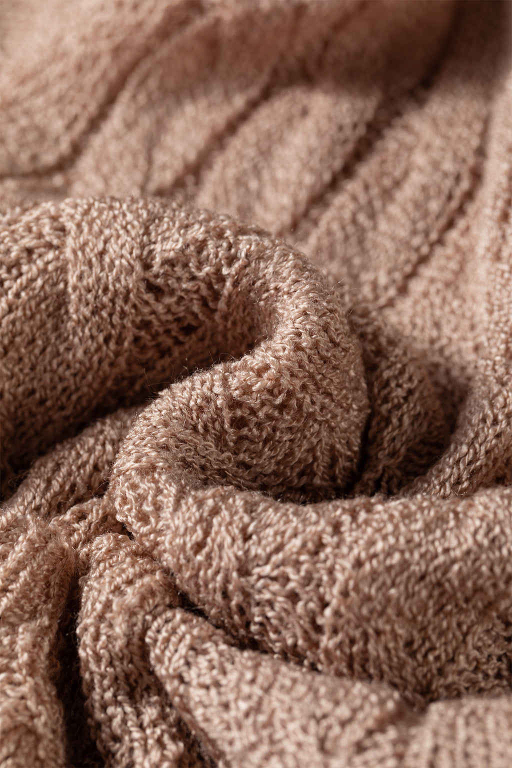 Pink Hollowed Pattern Knit Drop Shoulder Open Sweater Cardigan