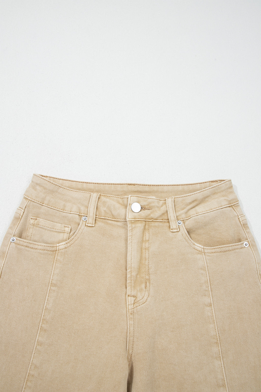 Red Sandalwood Solid Color Seamed Center Wide Leg Cropped Jeans