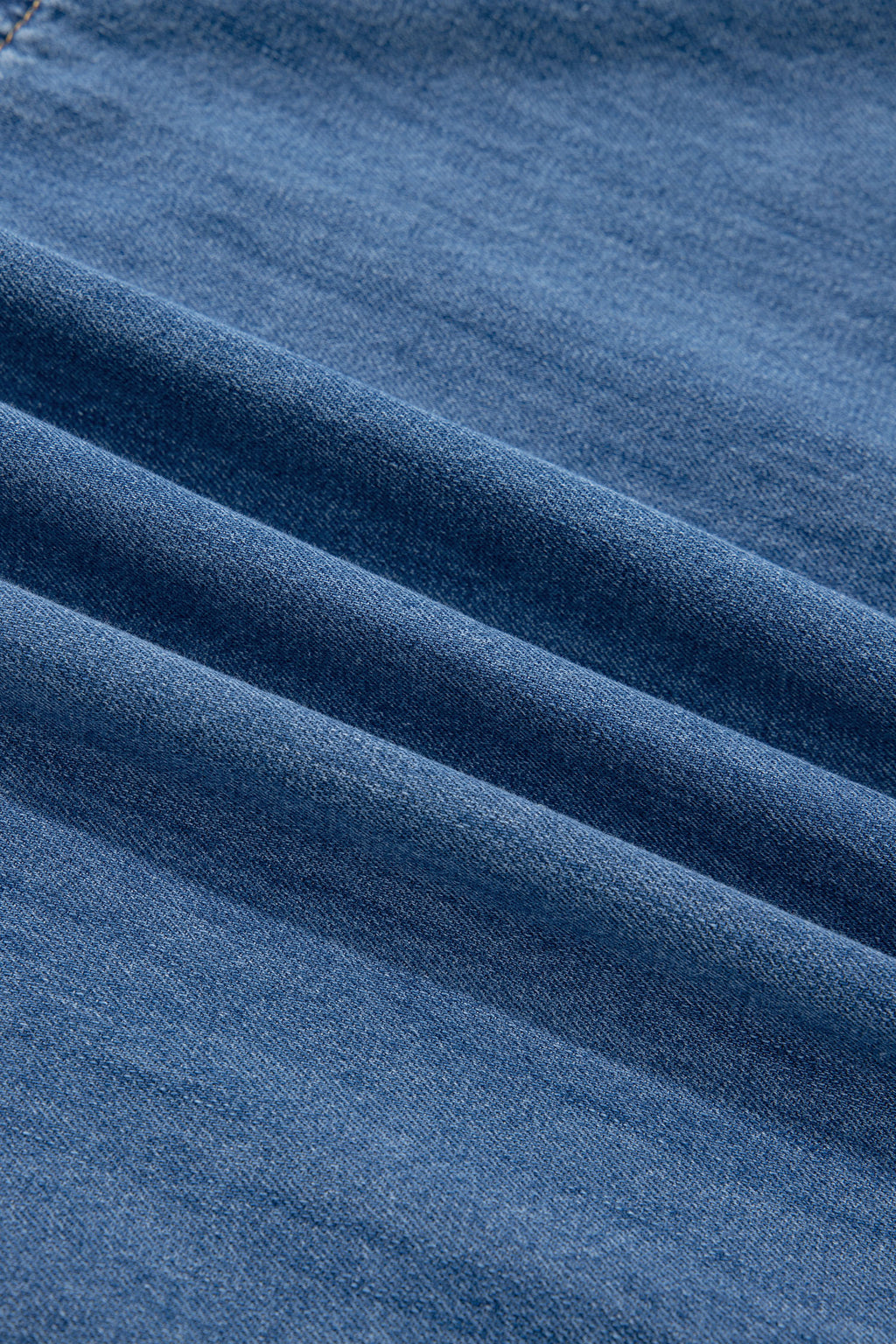 Prussian Blue Button Square Neck Short Puff Sleeve Denim Mini Dress