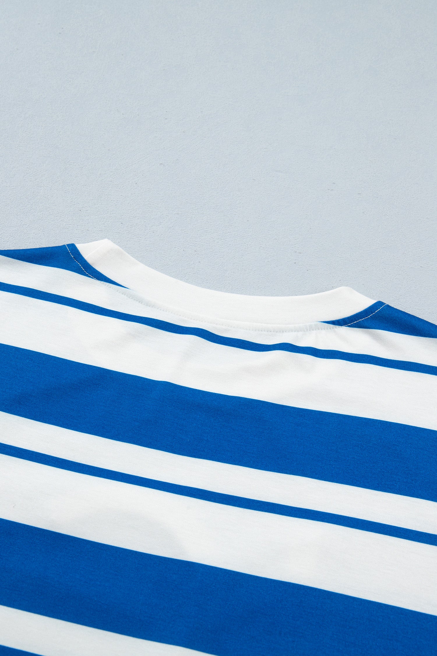 Blue Stripe USA Graphic Drop Shoulder Half Sleeve Loose T Shirt