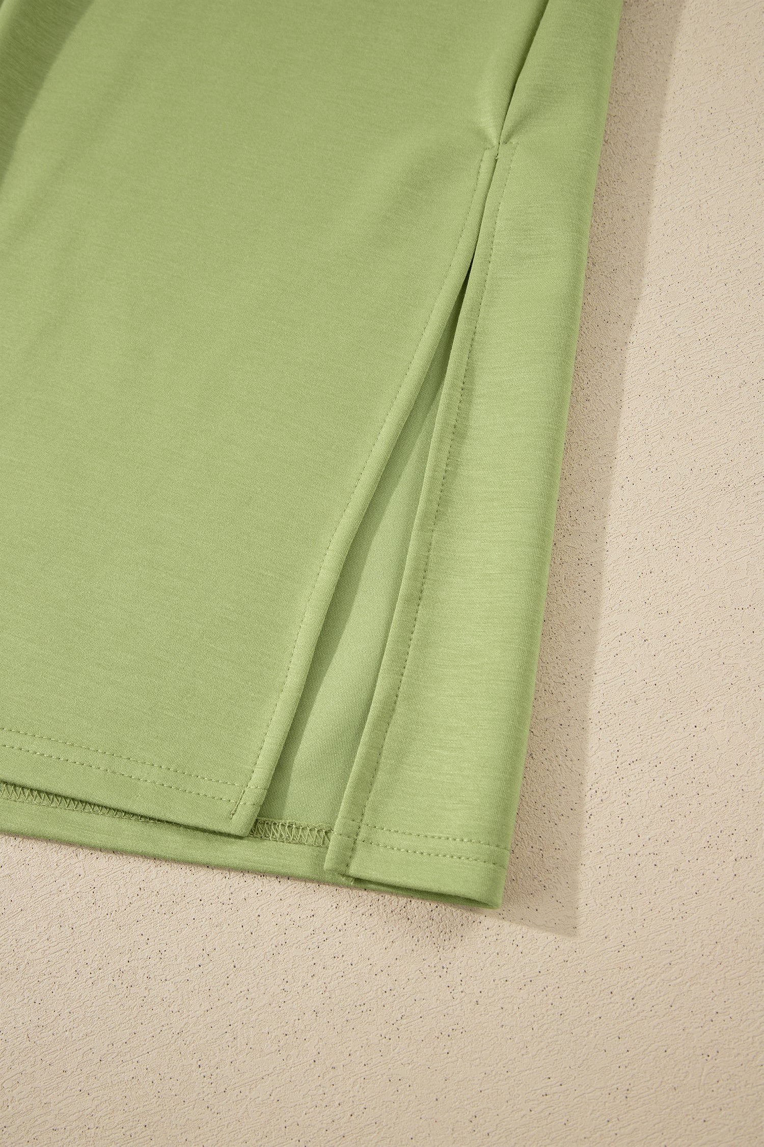 Green Bay Solid Color Long T Shirt Dress with Slits