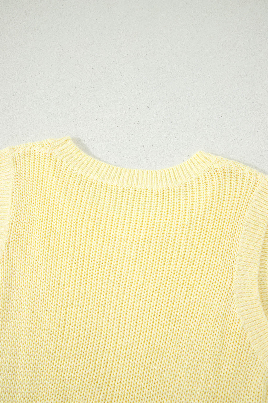Yellow Cream Solid Color Cropped Knit Knot Back Cutout Sweater Tank