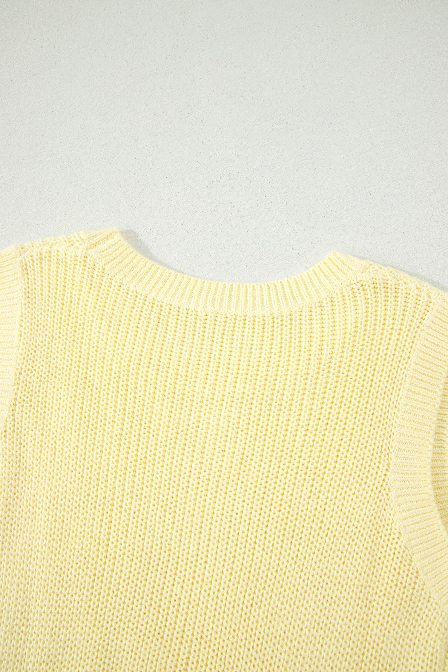 Yellow Cream Solid Color Cropped Knit Knot Back Cutout Sweater Tank