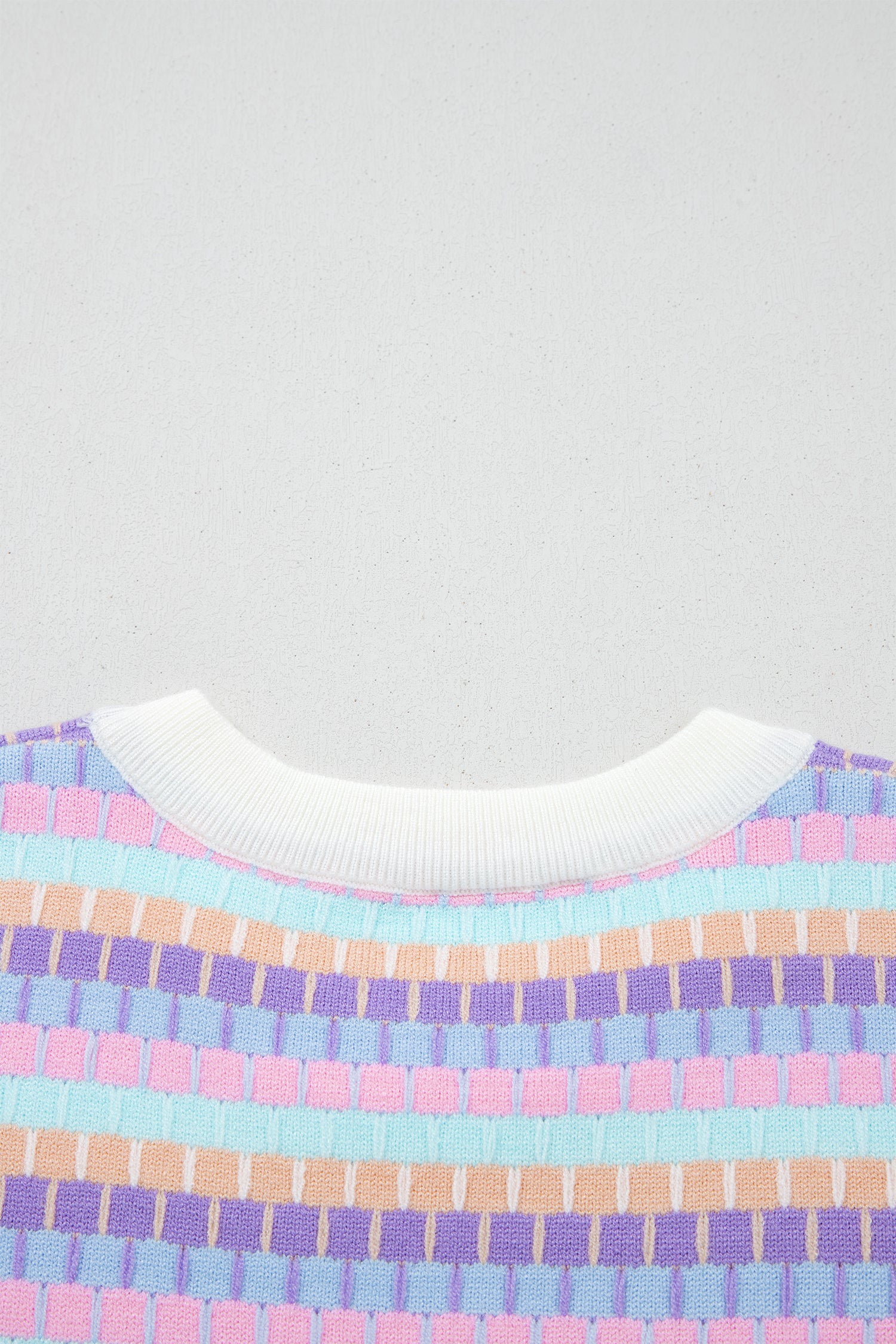 Orange Abstract Striped Knit Short Sleeve Sweater