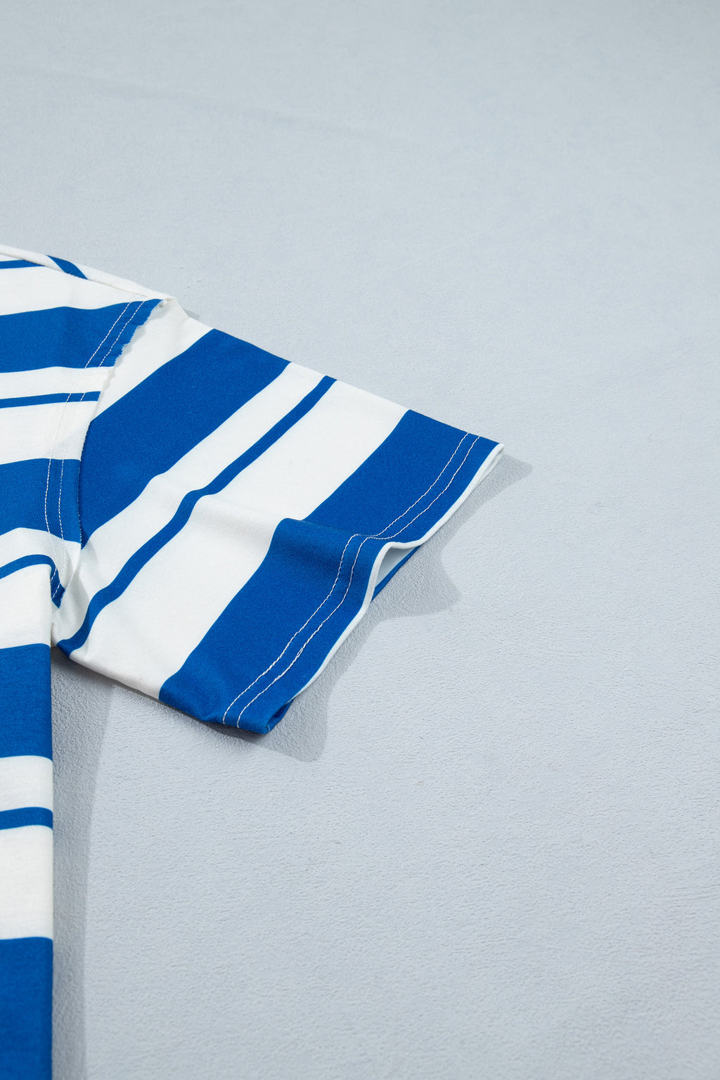 Blue Stripe USA Graphic Drop Shoulder Half Sleeve Loose T Shirt