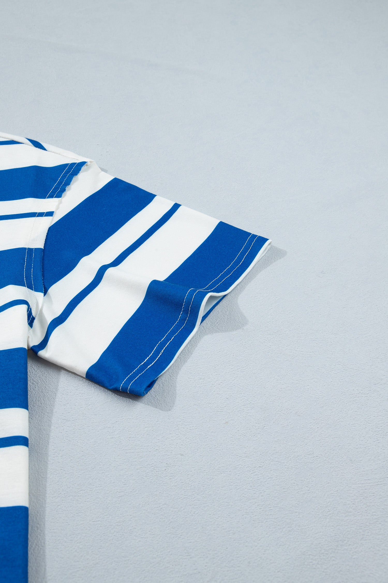 Blue Stripe USA Graphic Drop Shoulder Half Sleeve Loose T Shirt